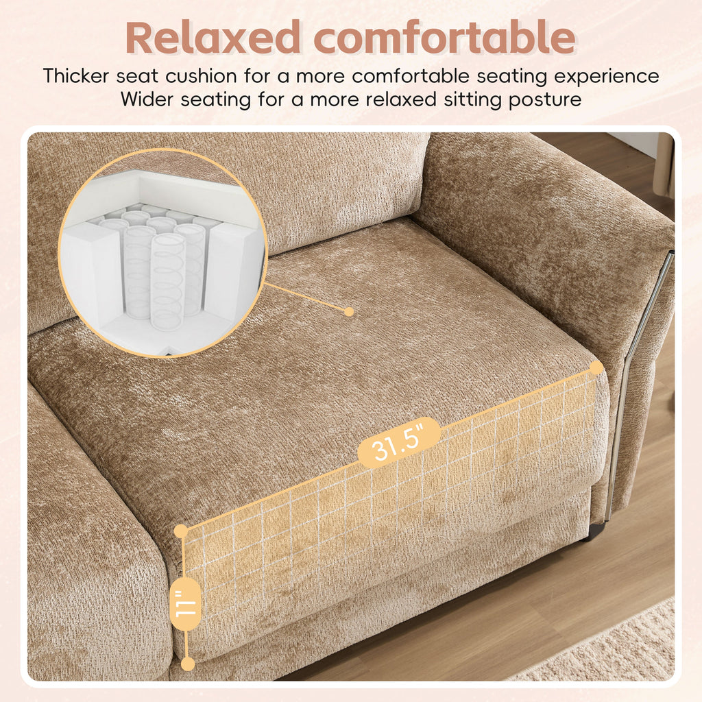 110' Modular Sectional Sofa, L-Shape with Extra-Wide Seat Cushion, USB