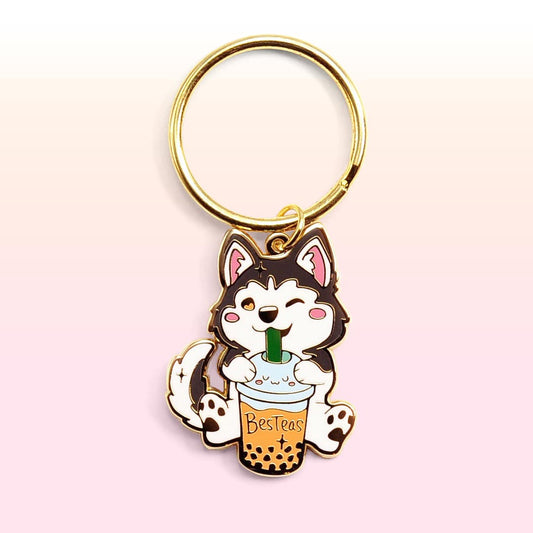 Besteas Boba Husky Enamel Keychain-0
