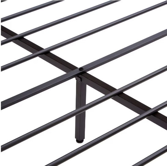 King Size Metal Platform Bed Frame With Wooden Headboard And Footboard