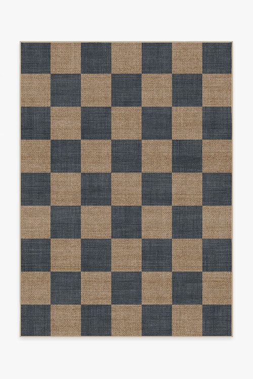 Checkerboard Soft Navy Re-Jute Rug