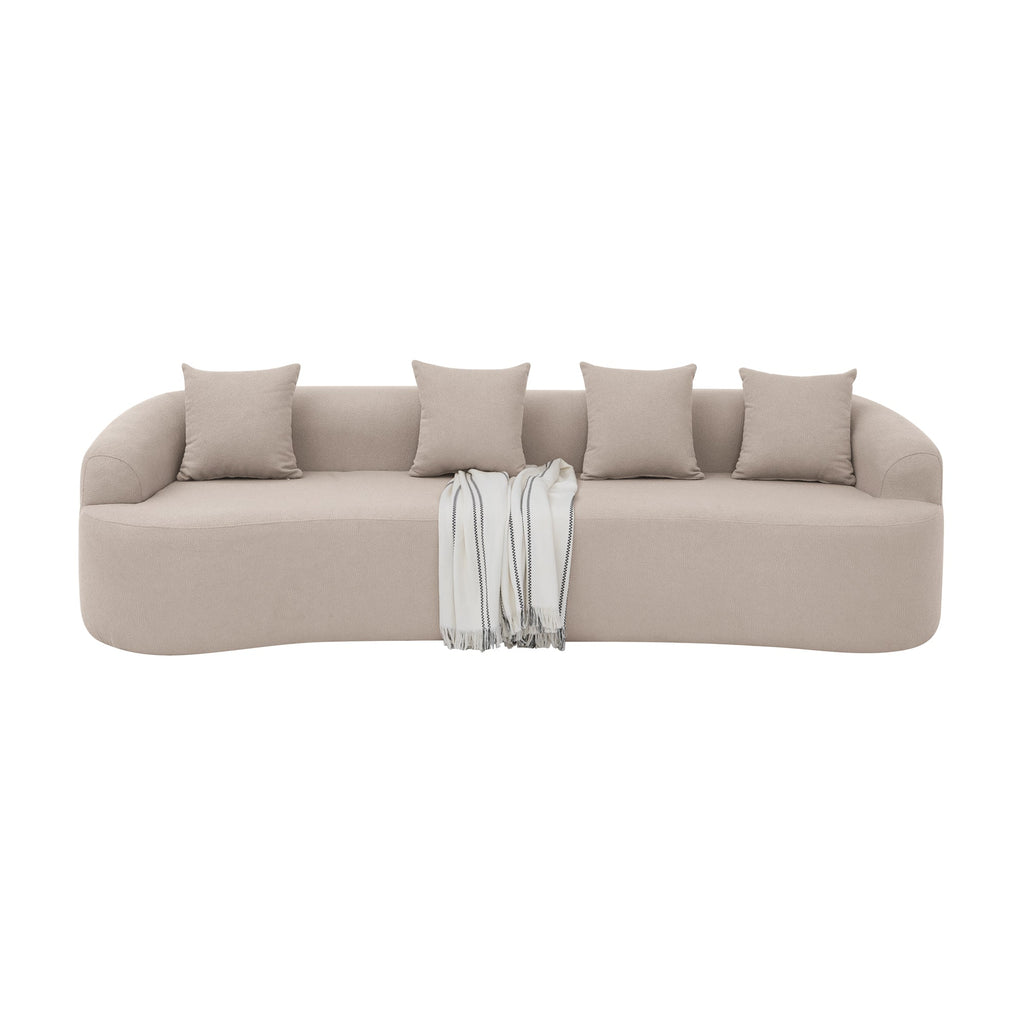 Curved Modular Sectional Sofa in Lamb's Wool Fabric, Modern Minimalist