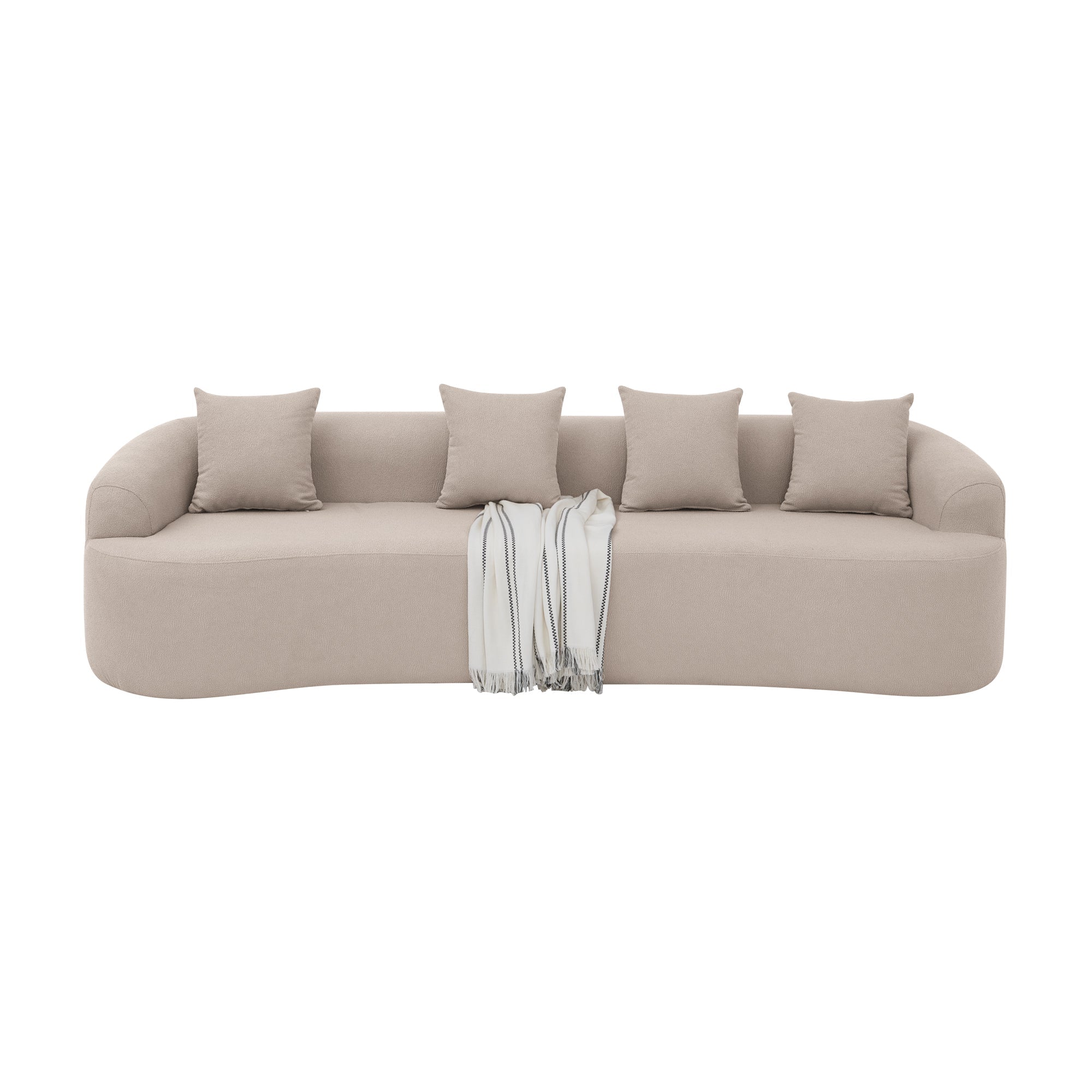 Curved Modular Sectional Sofa in Lamb's Wool Fabric, Modern Minimalist