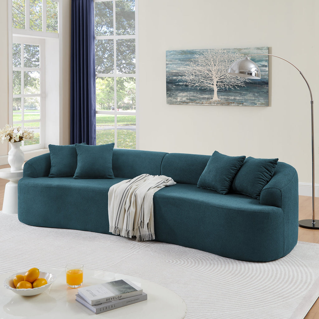 Curved Modular Sectional Sofa in Lamb's Wool Fabric, Modern Minimalist