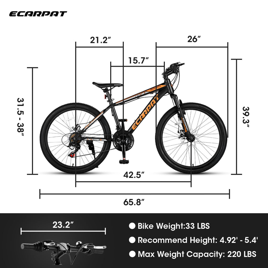 Carpat™ – 26" Mountain Bike (Black-Orange, Dual Disc, 21-Speed)