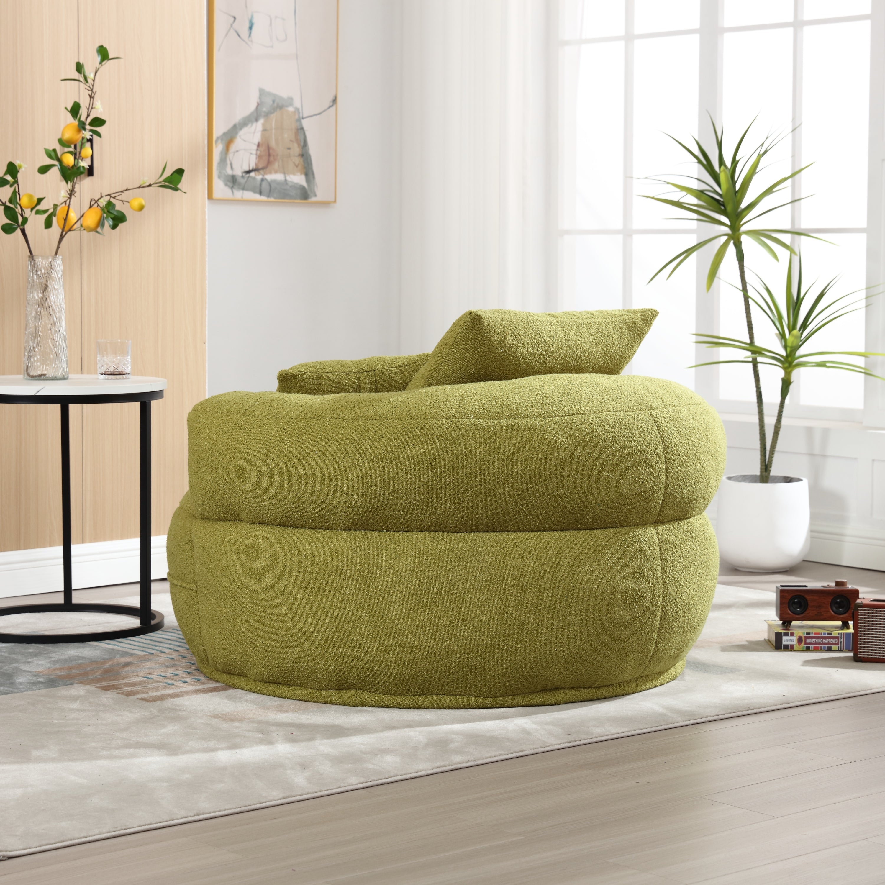 Chenille Sponge single sofa,No Assembly Required,Fluffy Modern Sleeper