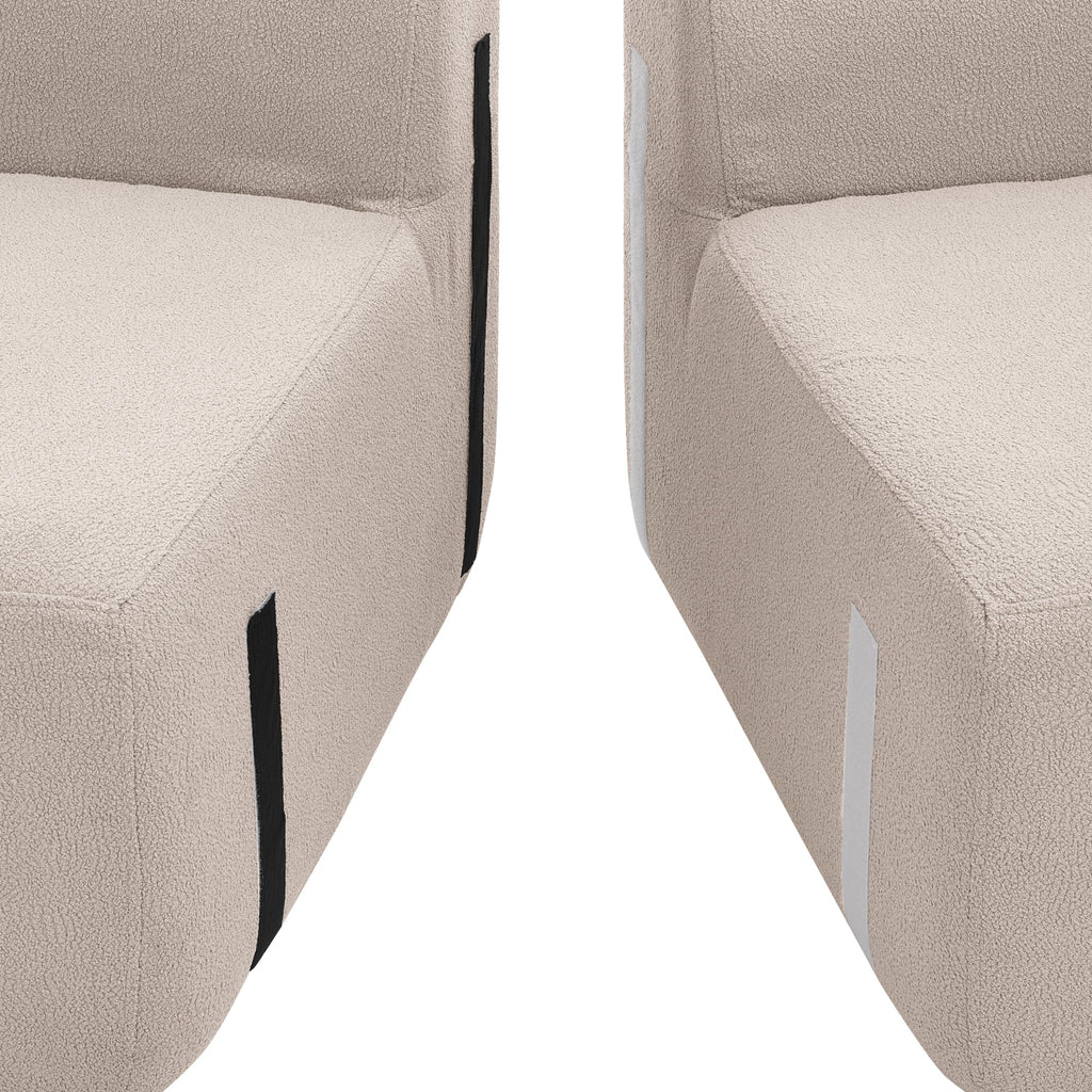 Curved Modular Sectional Sofa in Lamb's Wool Fabric, Modern Minimalist