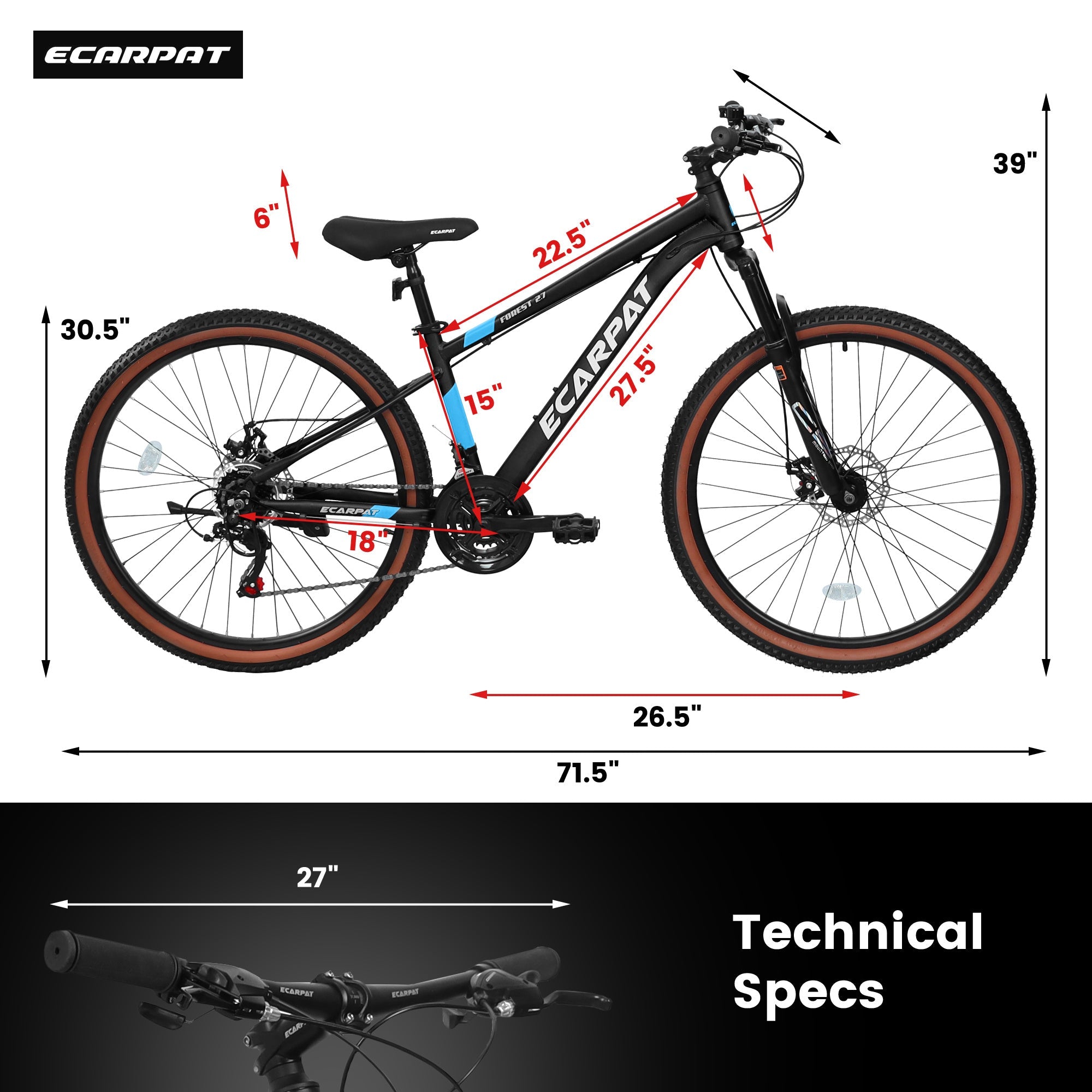 Carpat™ MTB Velocity 27 – 27.5" Aluminum Mountain Bike (21-Speed,
