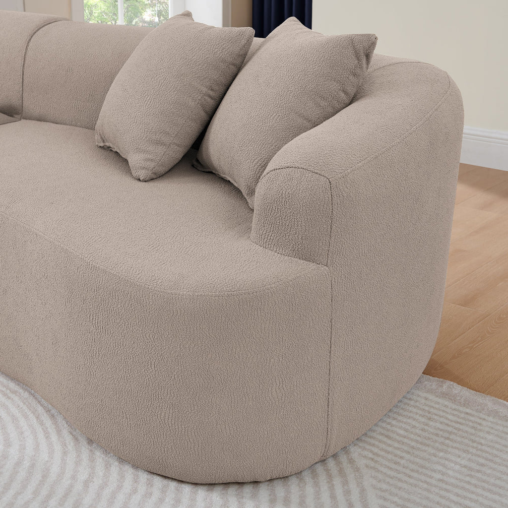 Curved Modular Sectional Sofa in Lamb's Wool Fabric, Modern Minimalist