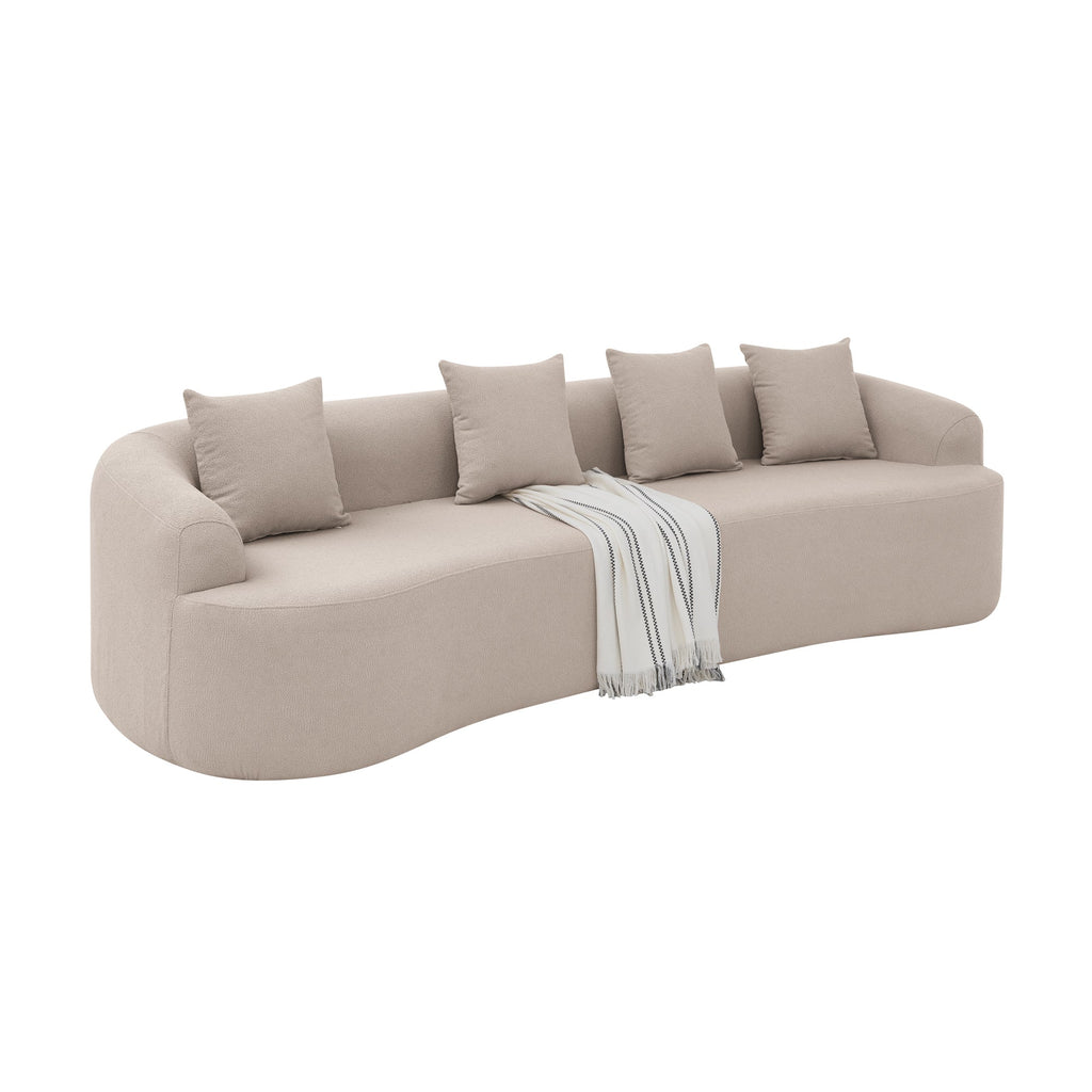 Curved Modular Sectional Sofa in Lamb's Wool Fabric, Modern Minimalist