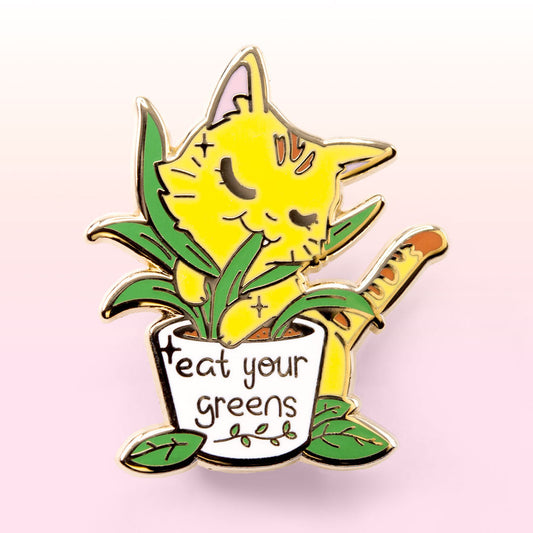 Eat Your Greens (Orange Tabby Cat) Enamel Pin-0