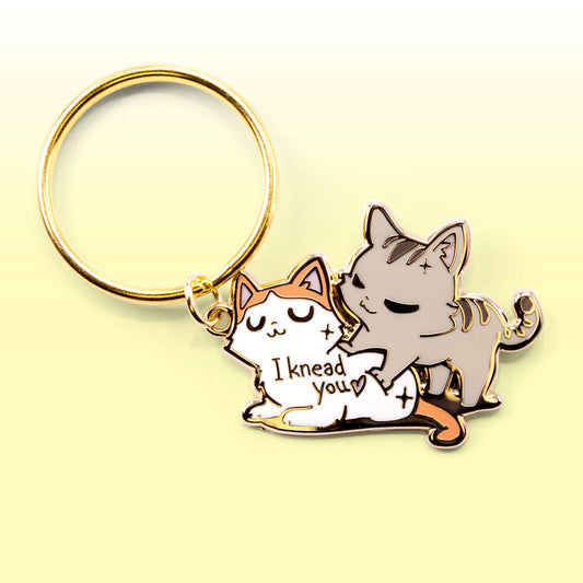 I Knead You (Turkish Van & European Shorthair Cat) Keychain-0
