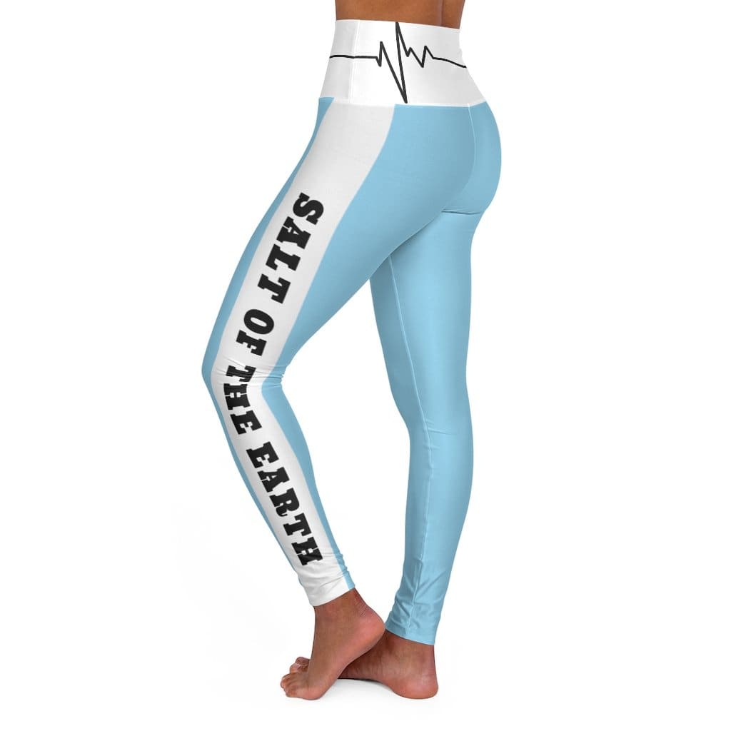 High Waisted Yoga Leggings - Light Blue Salt of the Earth Matthew 5:13
