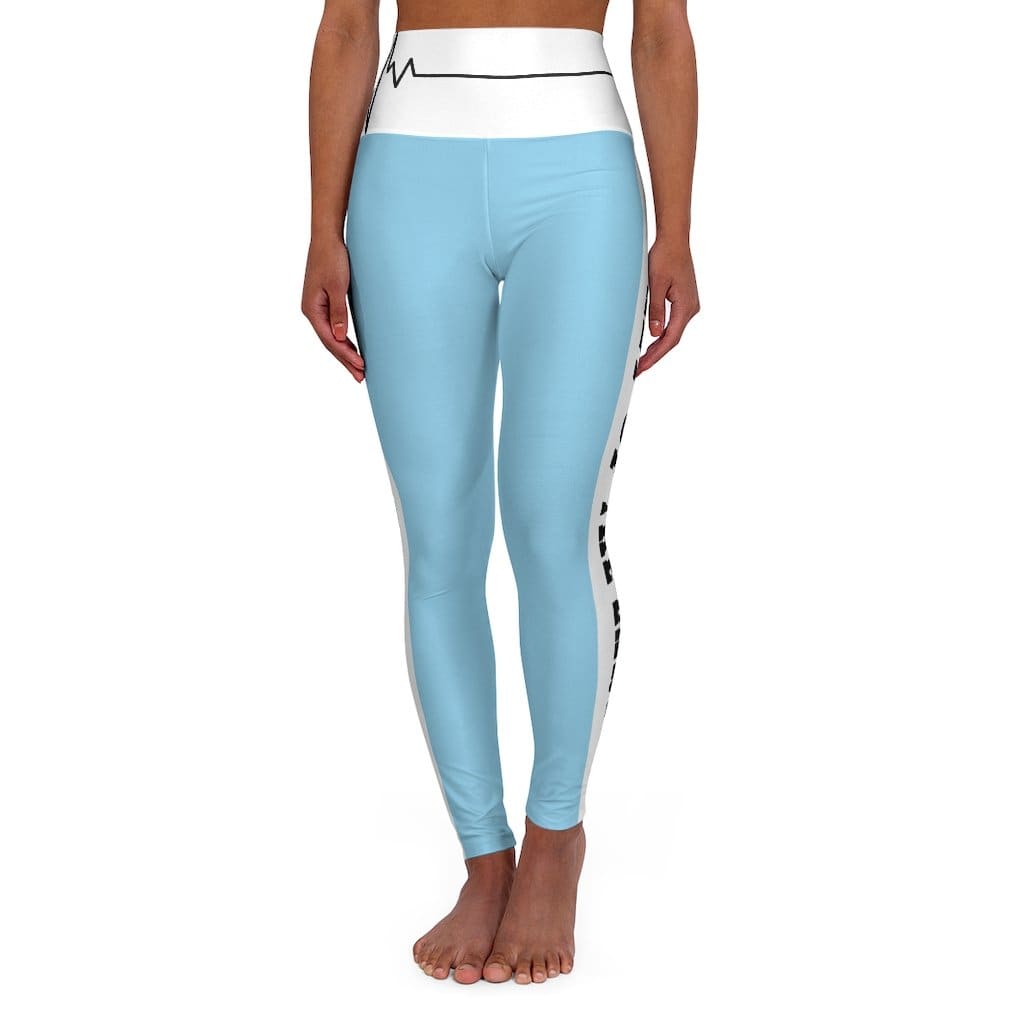 High Waisted Yoga Leggings - Light Blue Salt of the Earth Matthew 5:13
