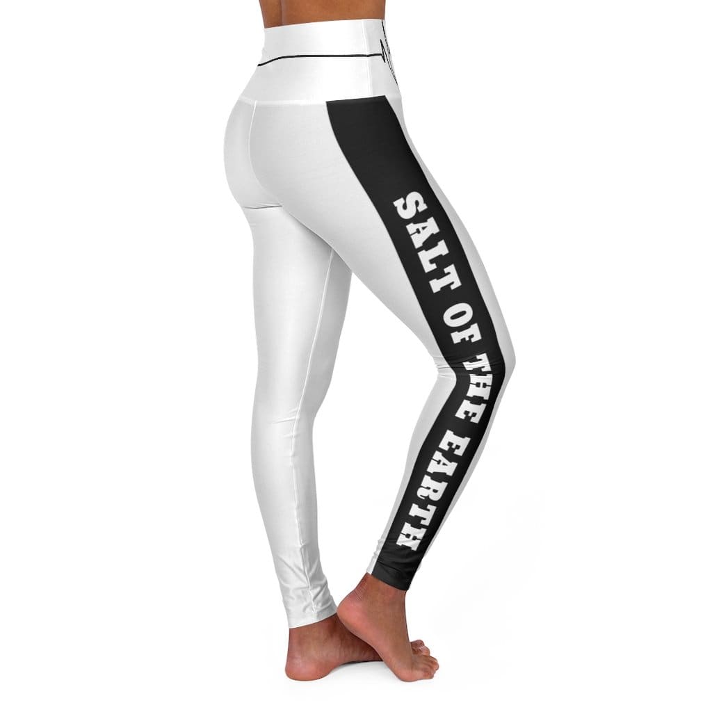 High Waisted Yoga Leggings - White and Black Salt of the Earth Beating