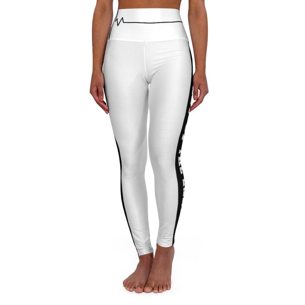 High Waisted Yoga Leggings - White and Black Salt of the Earth Beating