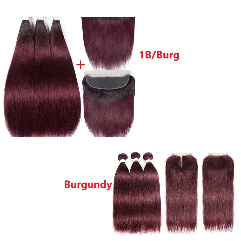 10A Grade 99j Straight Hair 1B/99J BUNDLES with 4x4 CLOSURES & FRONT - Mein ShopCerise Alfie10A Grade 99j Straight Hair 1B/99J BUNDLES with 4x4 CLOSURES & FRONT